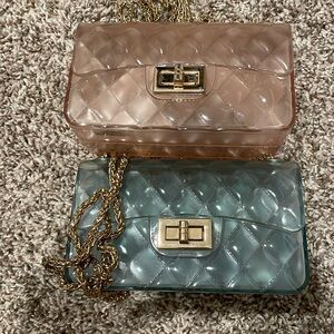 Jelly quilted purses green and pink